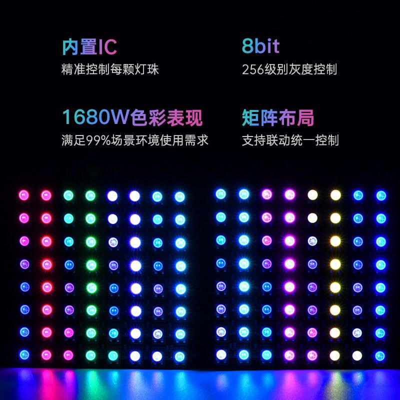 WS2812B全彩像素屏｜8x8數字可控LED顯示模塊｜DC5V低壓驅動 - 6